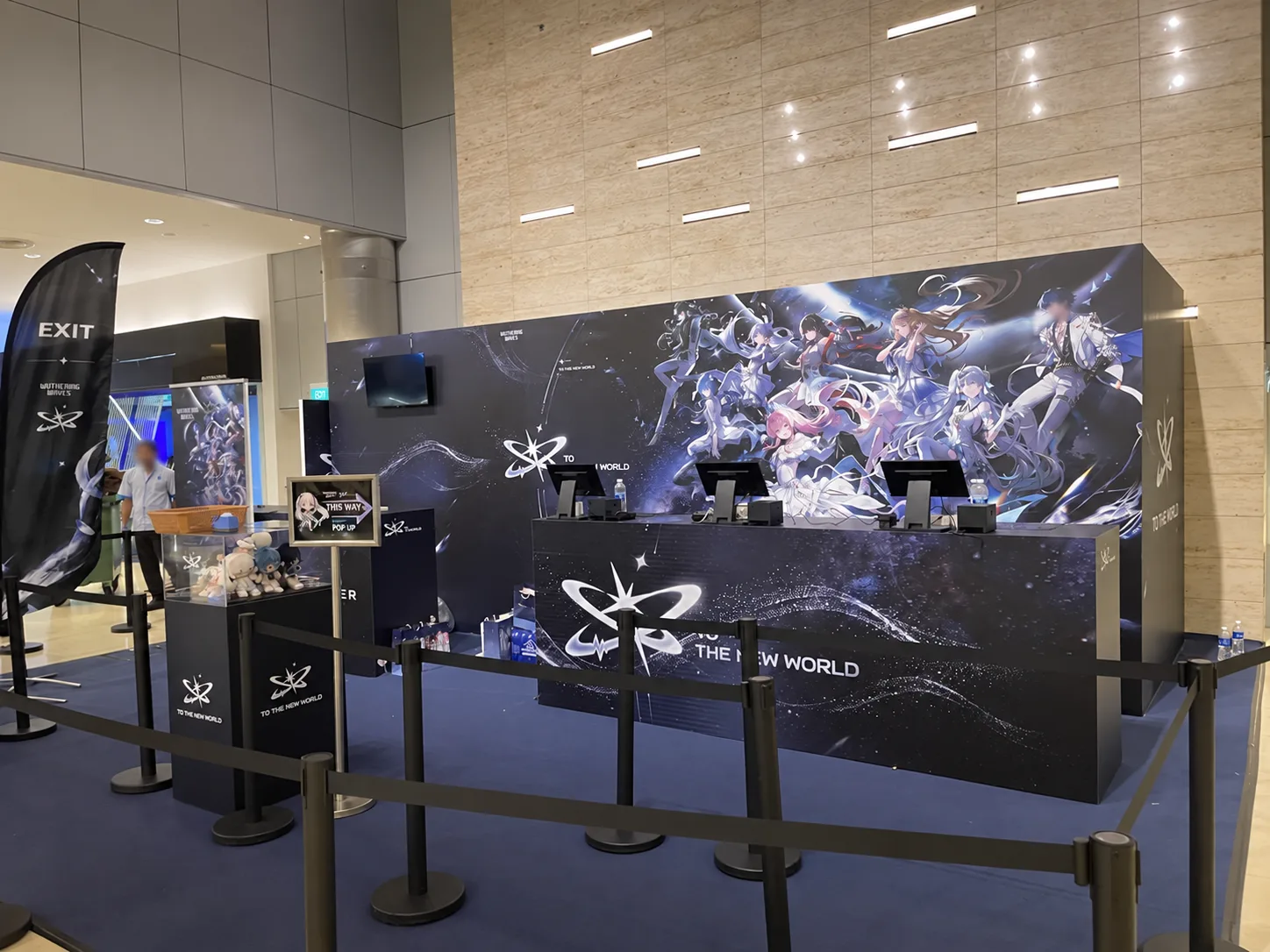 online video games merchandise pop-up checkout counters and queue layout before opening at CityLink Mall
