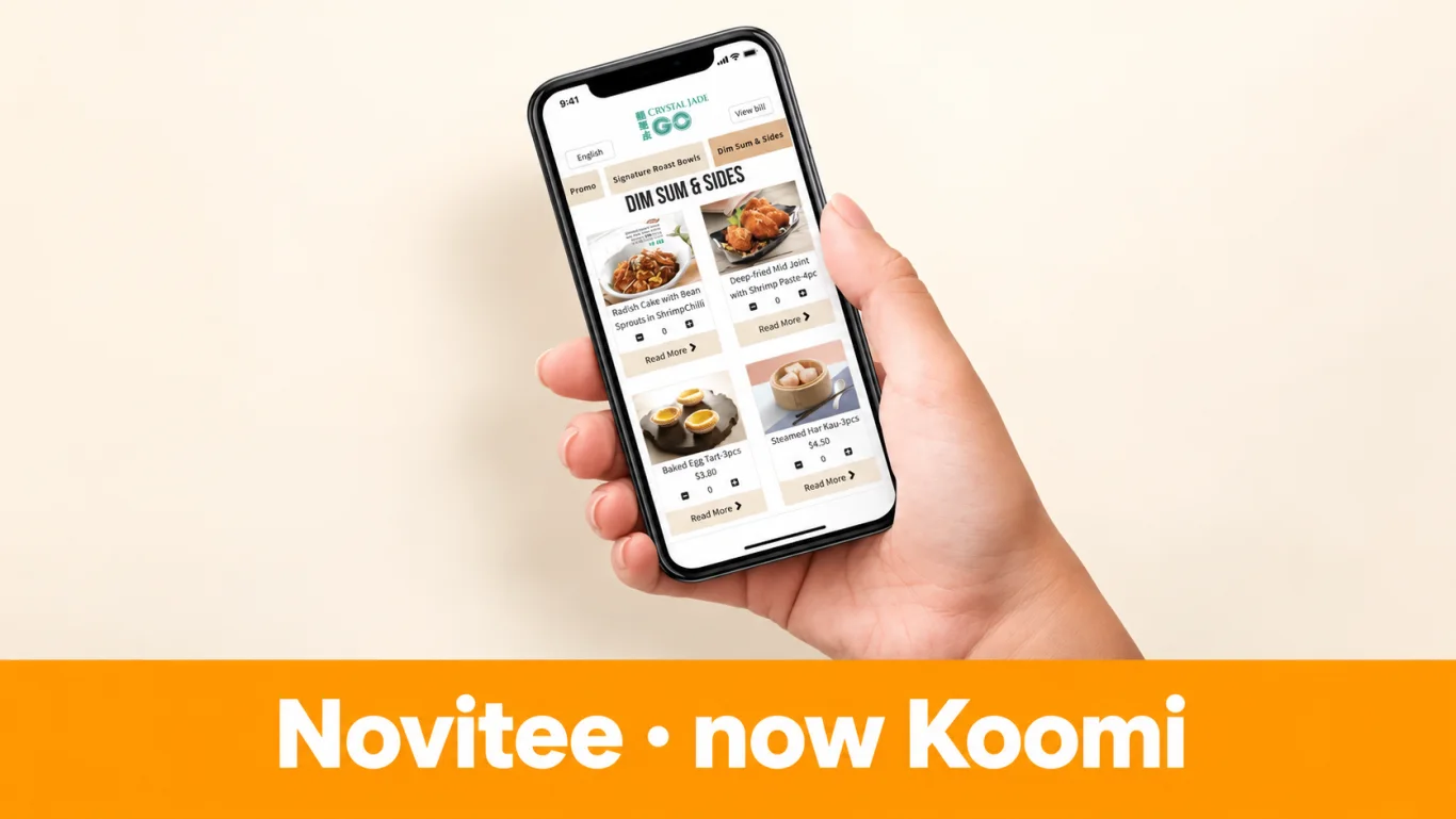 Novitee’s published QR-ordering example. The company now uses the Koomi brand.