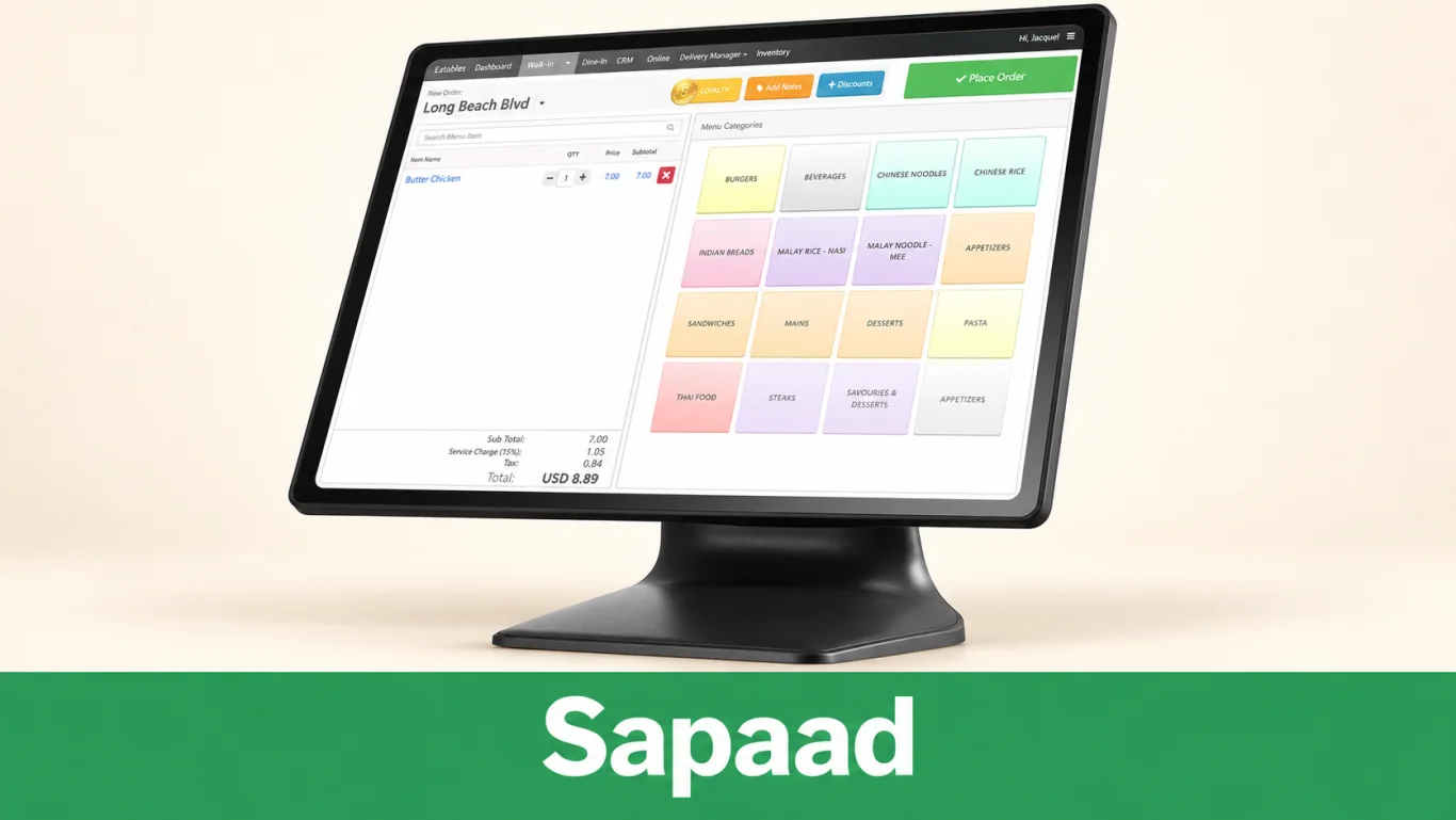Sapaad’s published POS device example, adapted for the comparison layout.